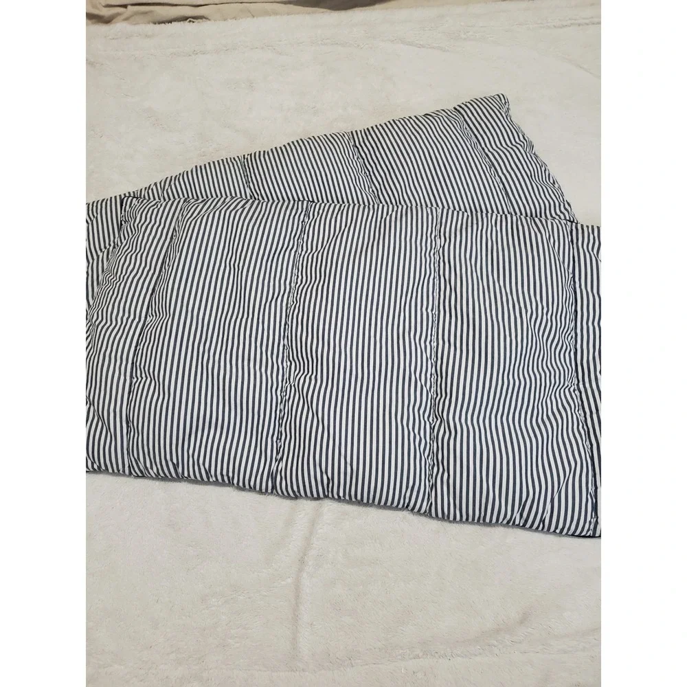 Pottery Barn White Blue Striped Quilted Standard Pillowcases Sham Set 2 Classic